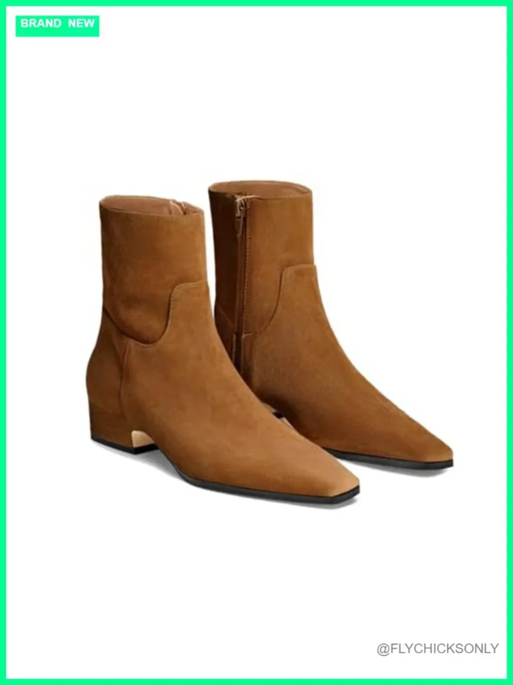 Womens Low Heel Ankle Booties Faux Leather Suede Square Toe Zip Block Heel